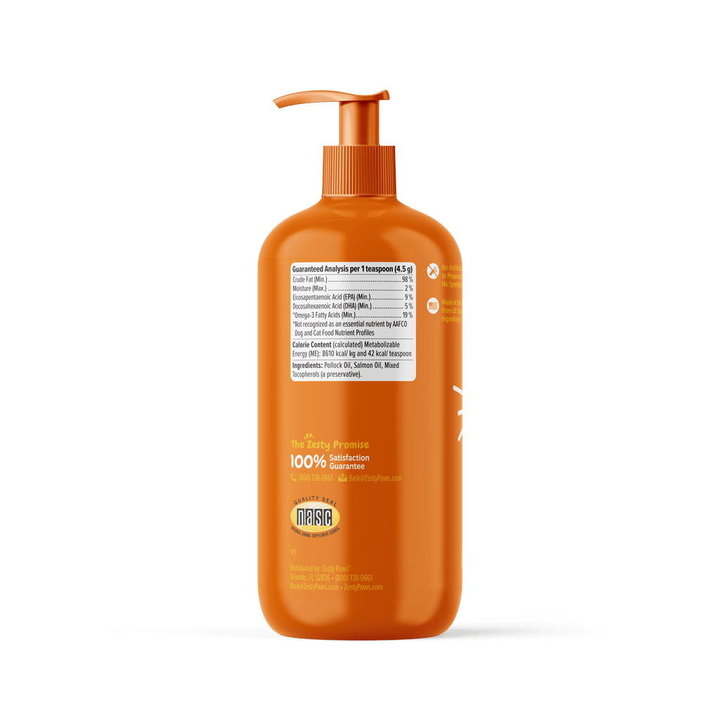 Wild Alaskan Omega-3 Blend Pollock + Salmon Oil for Dogs & Cats, Promotes a Healthy Coat and Skin, 32Oz