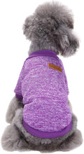 Pet Dog Classic Knitwear Sweater Warm Winter Puppy Pet Coat Soft Sweater Clothing for Small Dogs (XS, Purple)