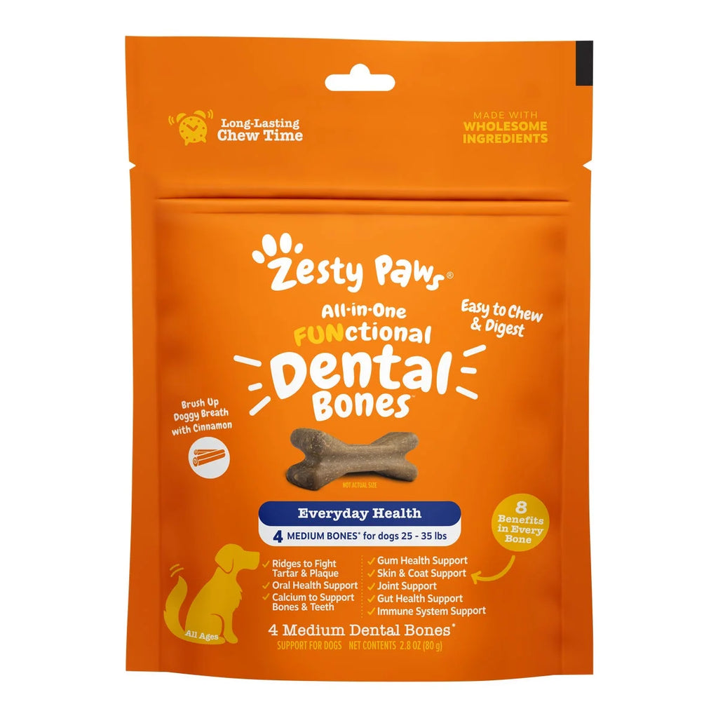 All-In-One Functional Dental Bones for Dogs, Medium, 4Ct