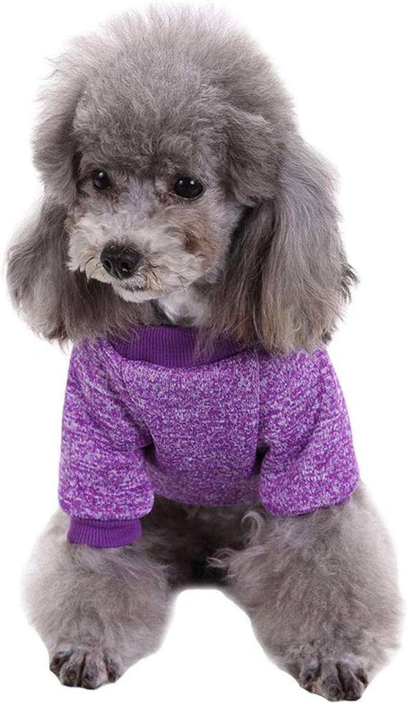 Pet Dog Classic Knitwear Sweater Warm Winter Puppy Pet Coat Soft Sweater Clothing for Small Dogs (XS, Purple)