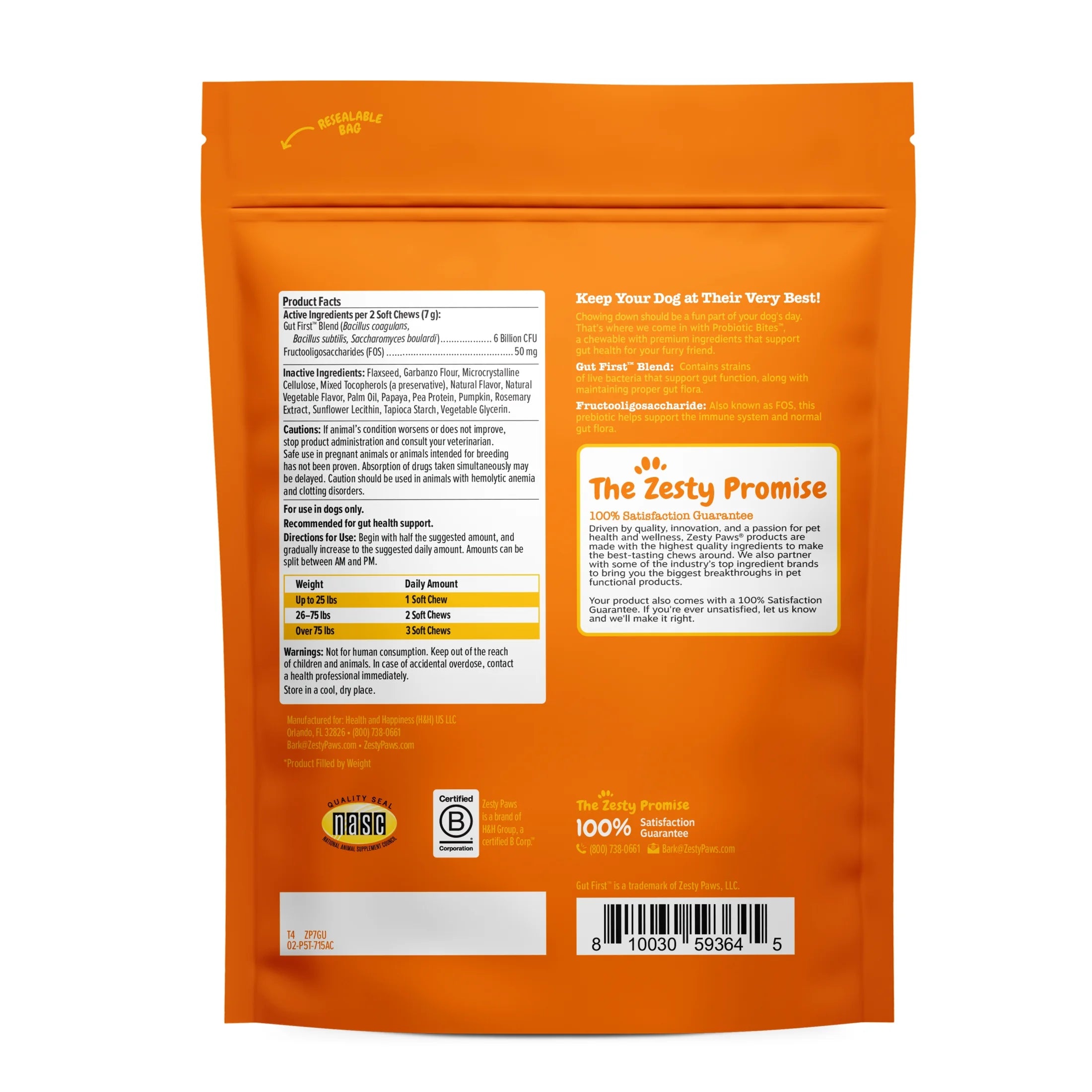 Probiotic Bites for Dogs, to Support Gut Health, Pumpkin, 170Ct, Pouch