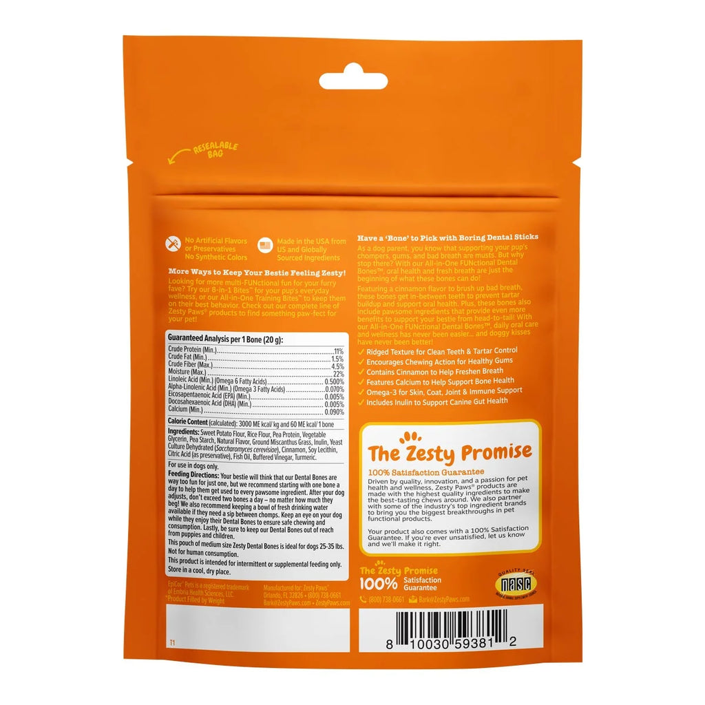 All-In-One Functional Dental Bones for Dogs, Medium, 4Ct