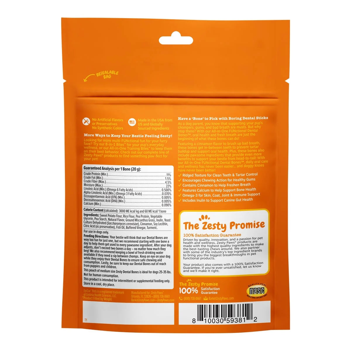 All-In-One Functional Dental Bones for Dogs, Medium, 4Ct