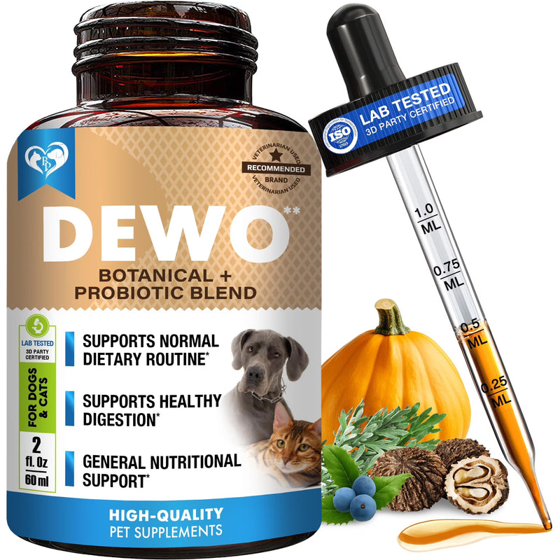 Natural Digestive Support for Dogs & Cats – Herbal Blend with Probiotics – Supports Normal Gut & Flora Balance – Daily Wellness Formula