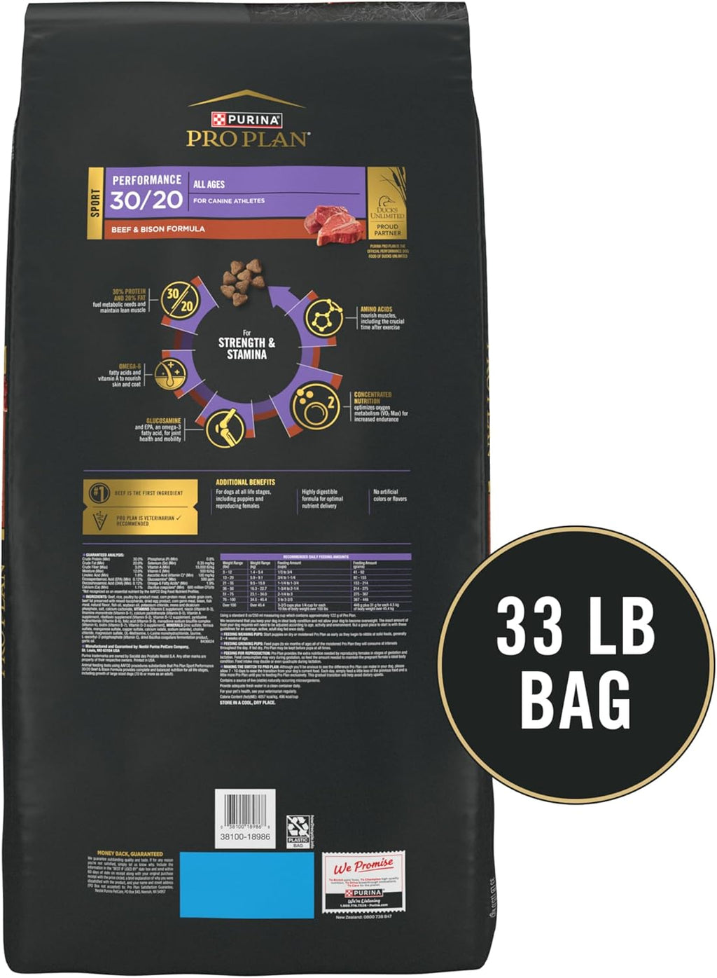 Sport Performance 30/20 Beef and Bison Formula Dry Dog Food - 33 Lb. Bag